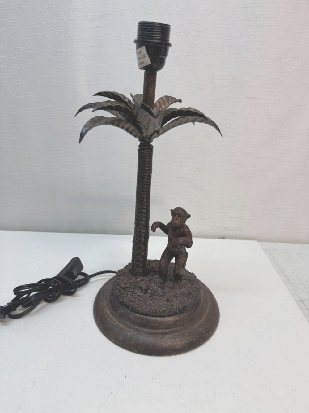 Pair Standing Monkey and Palm Tree lamps